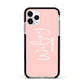 Personalised Wifey Pink Apple iPhone 11 Pro in Silver with Black Impact Case