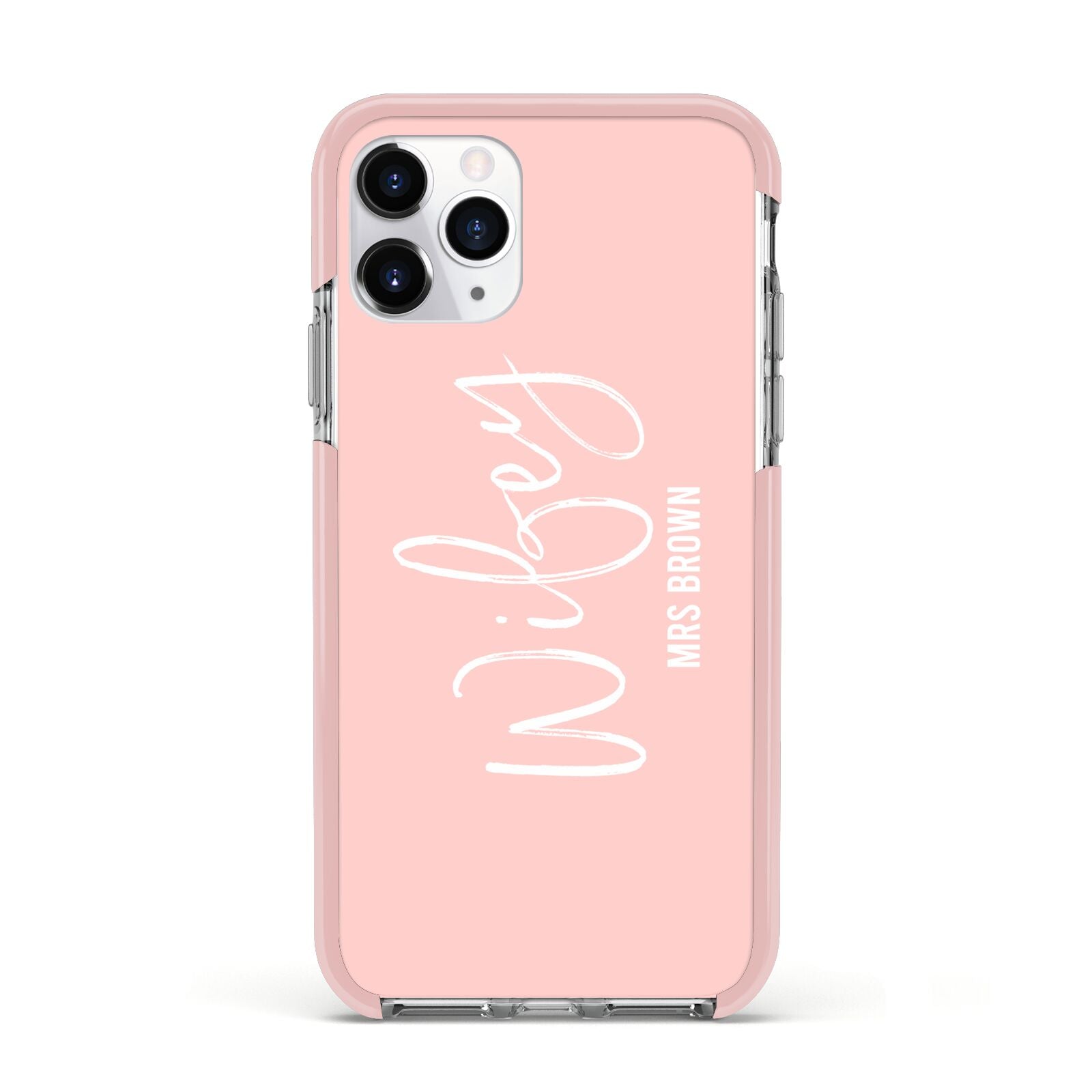 Personalised Wifey Pink Apple iPhone 11 Pro in Silver with Pink Impact Case