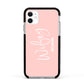 Personalised Wifey Pink Apple iPhone 11 in White with Black Impact Case