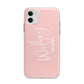 Personalised Wifey Pink Apple iPhone 11 in White with Bumper Case