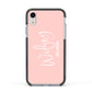 Personalised Wifey Pink Apple iPhone XR Impact Case Black Edge on Silver Phone