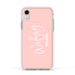 Personalised Wifey Pink Apple iPhone XR Impact Case Pink Edge on Silver Phone