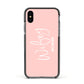 Personalised Wifey Pink Apple iPhone Xs Impact Case Black Edge on Black Phone