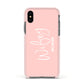 Personalised Wifey Pink Apple iPhone Xs Impact Case Pink Edge on Black Phone