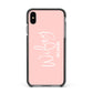 Personalised Wifey Pink Apple iPhone Xs Max Impact Case Black Edge on Black Phone