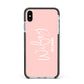 Personalised Wifey Pink Apple iPhone Xs Max Impact Case Black Edge on Silver Phone