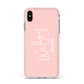 Personalised Wifey Pink Apple iPhone Xs Max Impact Case Pink Edge on Silver Phone