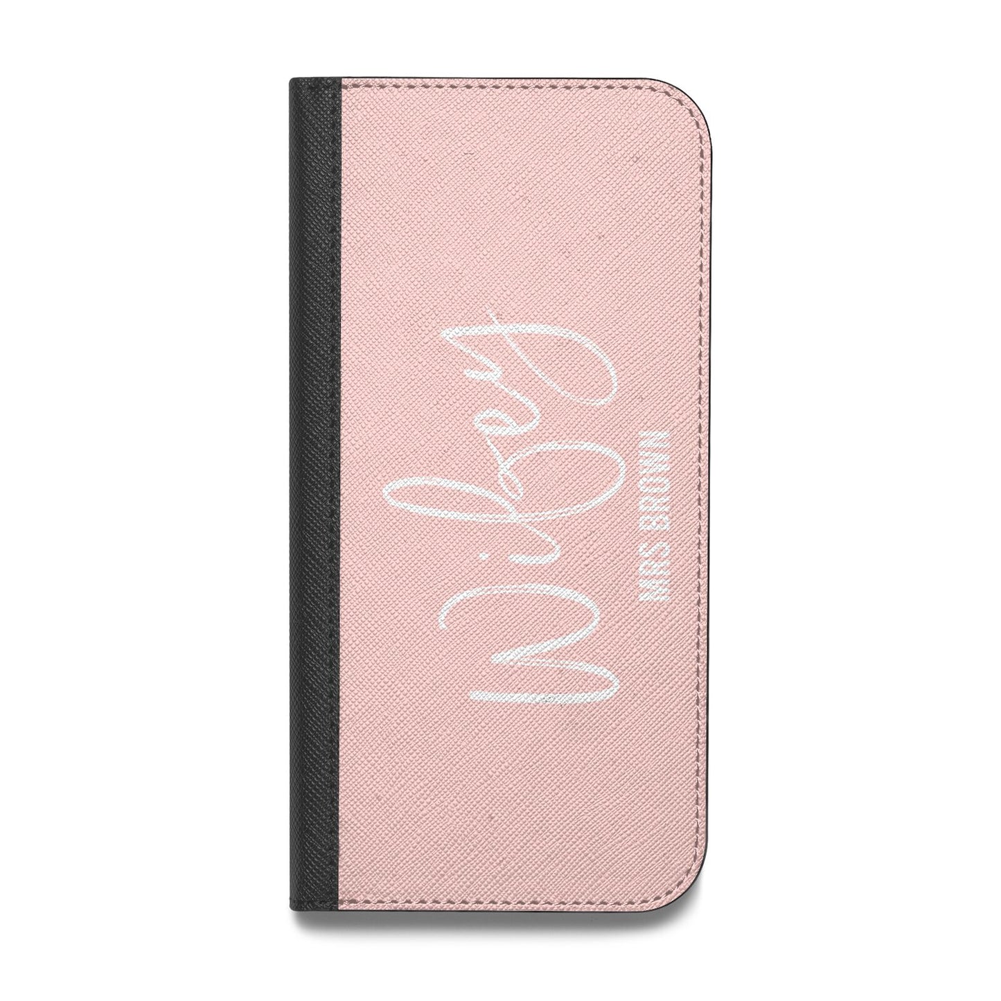 Personalised Wifey Pink Vegan Leather Flip iPhone Case
