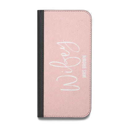 Personalised Wifey Pink Vegan Leather Flip iPhone Case