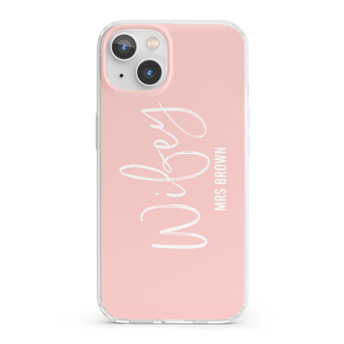 Personalised Wifey Pink iPhone 13 Clear Bumper Case