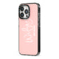 Personalised Wifey Pink iPhone 13 Pro Black Impact Case Side Angle on Silver phone
