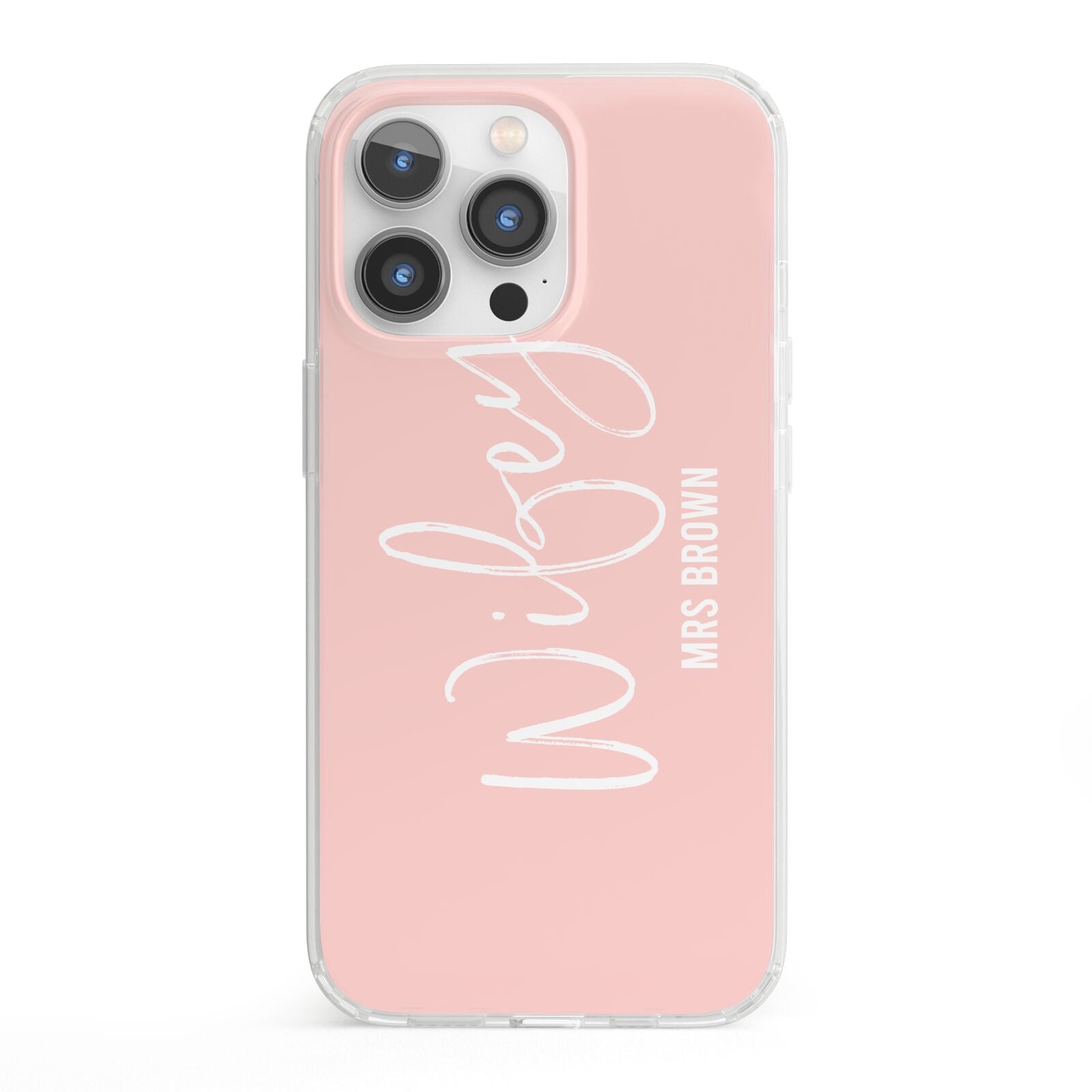 Personalised Wifey Pink iPhone 13 Pro Clear Bumper Case