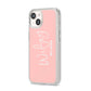 Personalised Wifey Pink iPhone 14 Clear Tough Case Starlight Angled Image