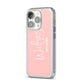 Personalised Wifey Pink iPhone 14 Pro Clear Tough Case Silver Angled Image