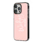 Personalised Wifey Pink iPhone 14 Pro Max Black Impact Case Side Angle on Silver phone