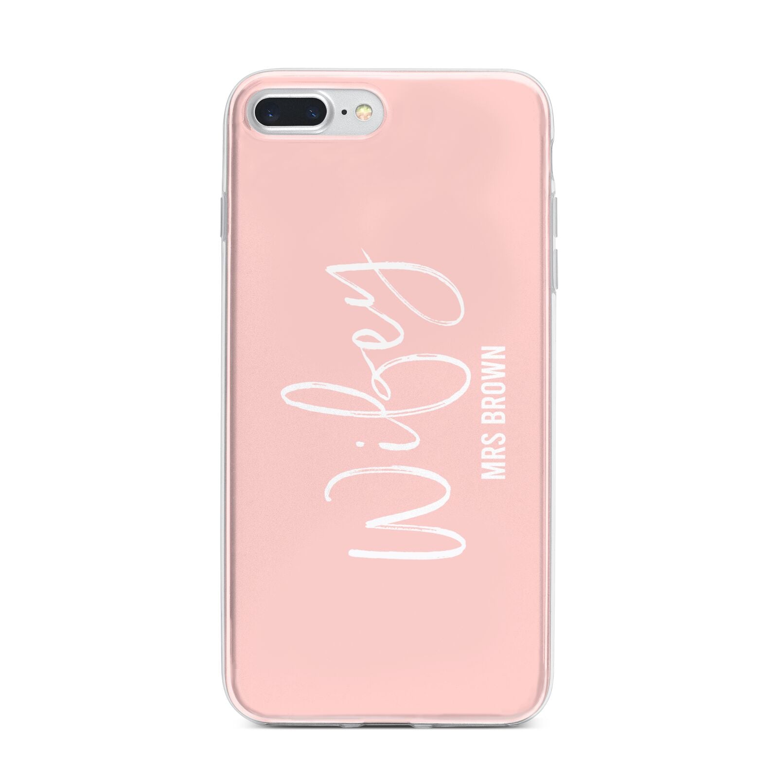 Personalised Wifey Pink iPhone 7 Plus Bumper Case on Silver iPhone