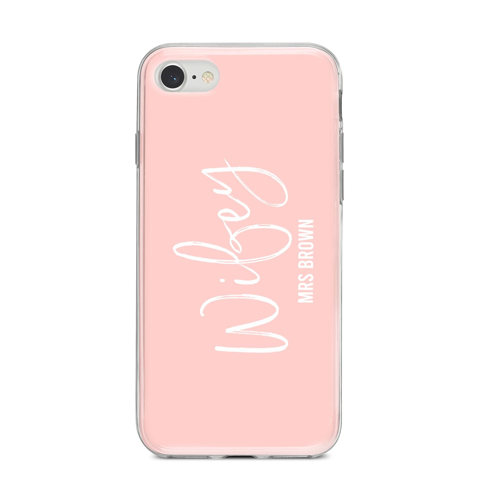 Personalised Wifey Pink iPhone 8 Bumper Case on Silver iPhone