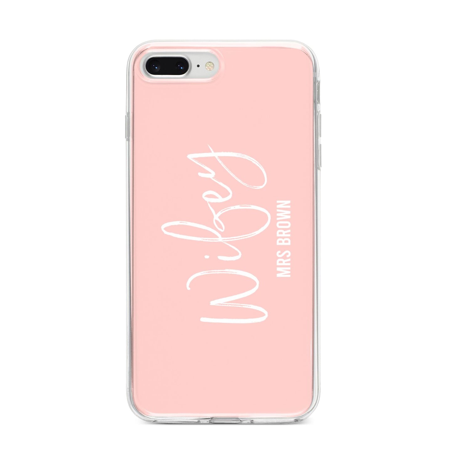 Personalised Wifey Pink iPhone 8 Plus Bumper Case on Silver iPhone