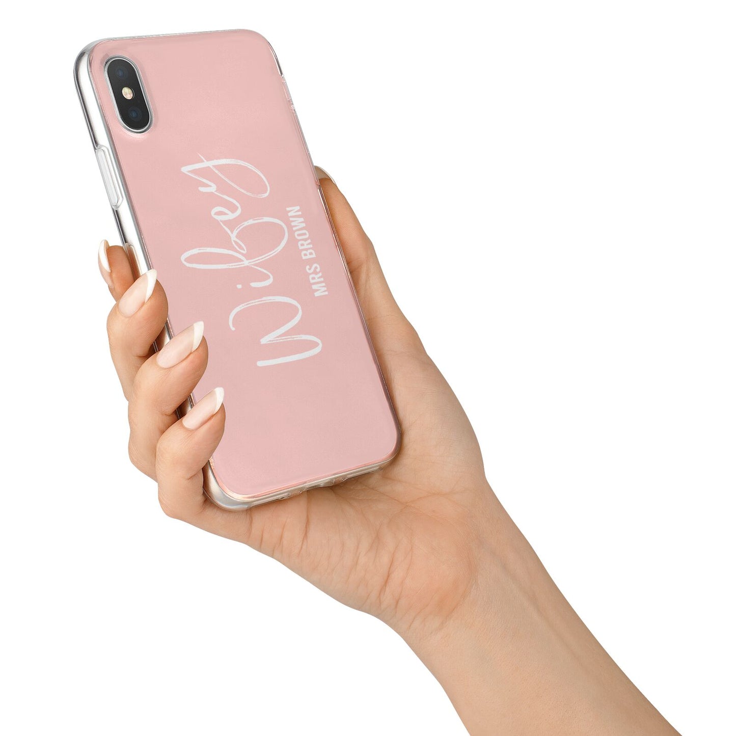 Personalised Wifey Pink iPhone X Bumper Case on Silver iPhone Alternative Image 2