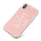 Personalised Wifey Pink iPhone X Bumper Case on Silver iPhone