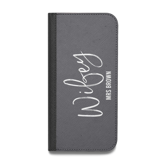 Personalised Wifey Vegan Leather Flip Samsung Case