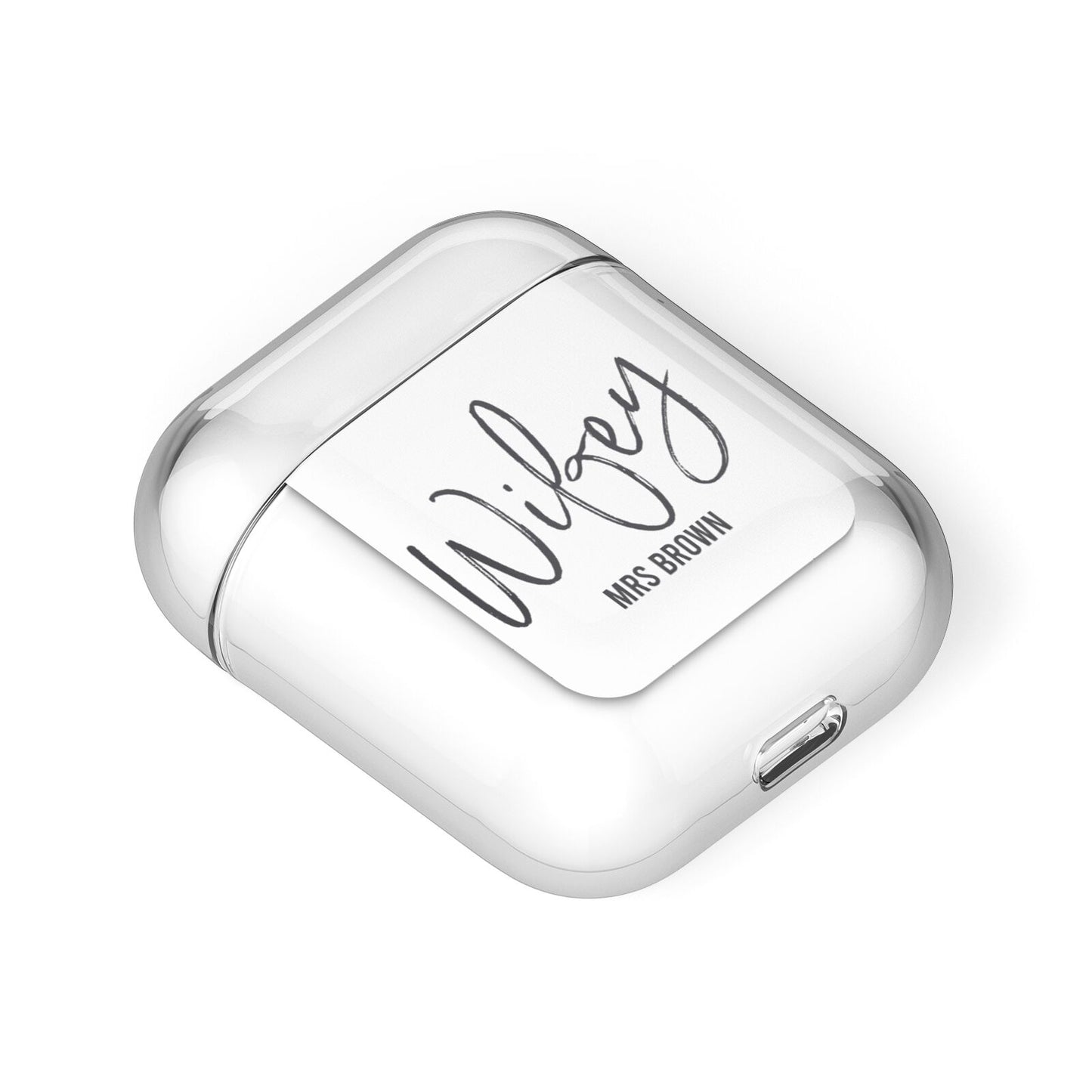 Personalised Wifey White AirPods Case Laid Flat