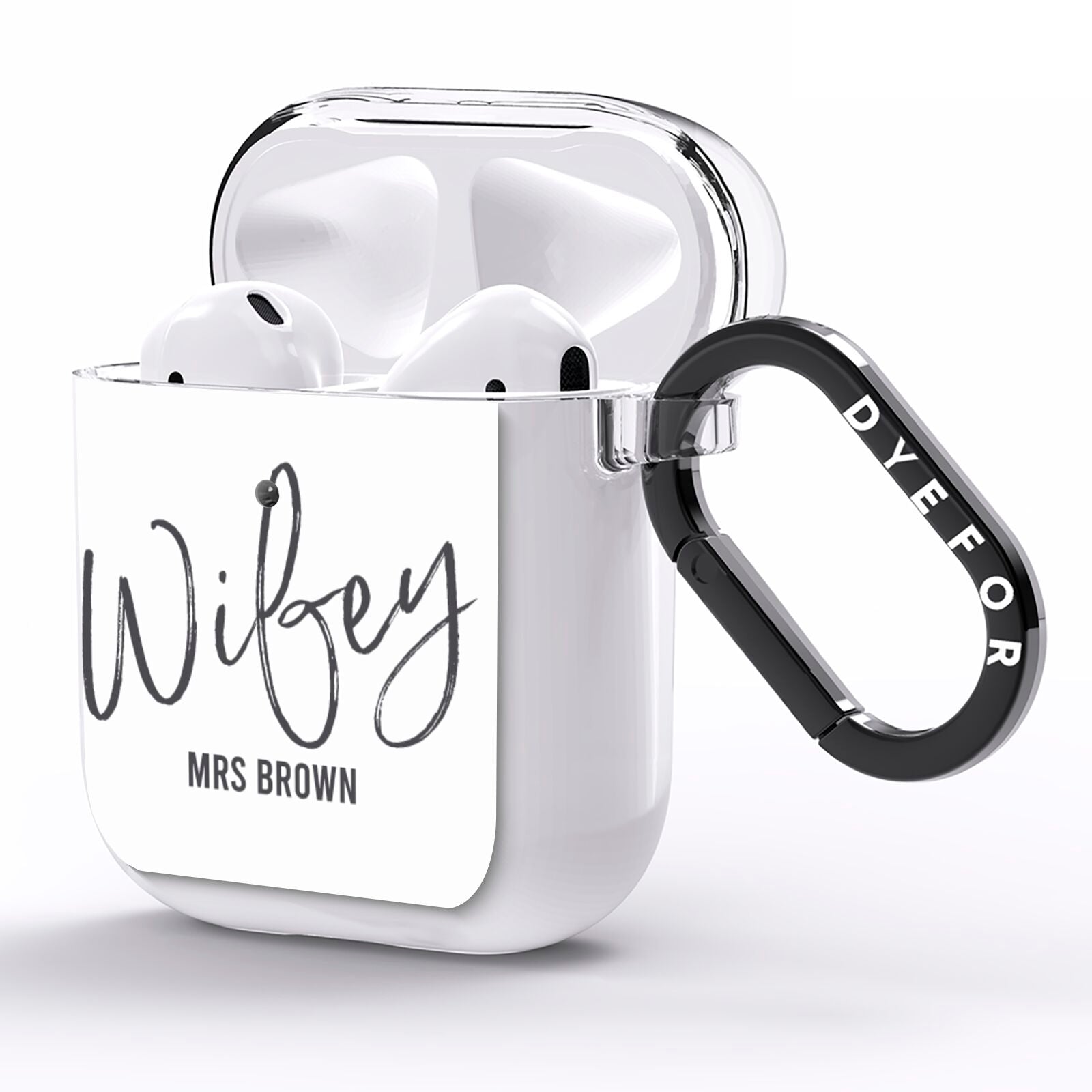 Personalised Wifey White AirPods Clear Case Side Image