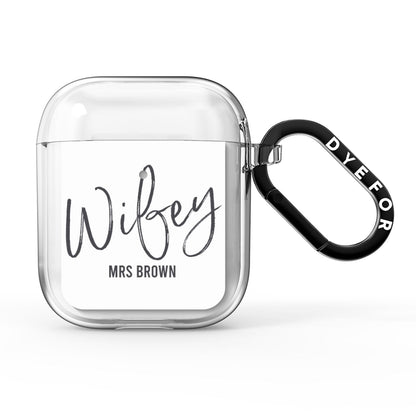 Personalised Wifey White AirPods Clear Case