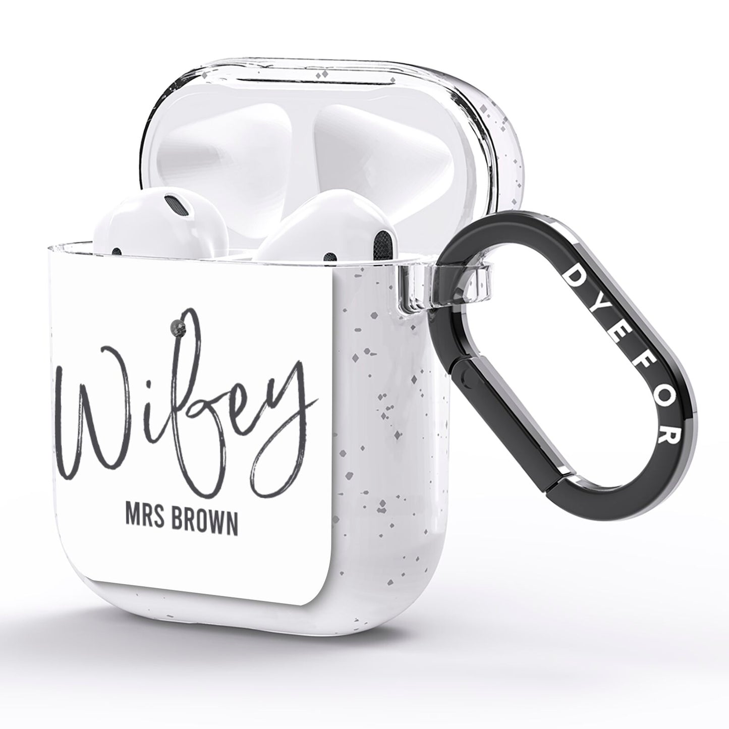 Personalised Wifey White AirPods Glitter Case Side Image