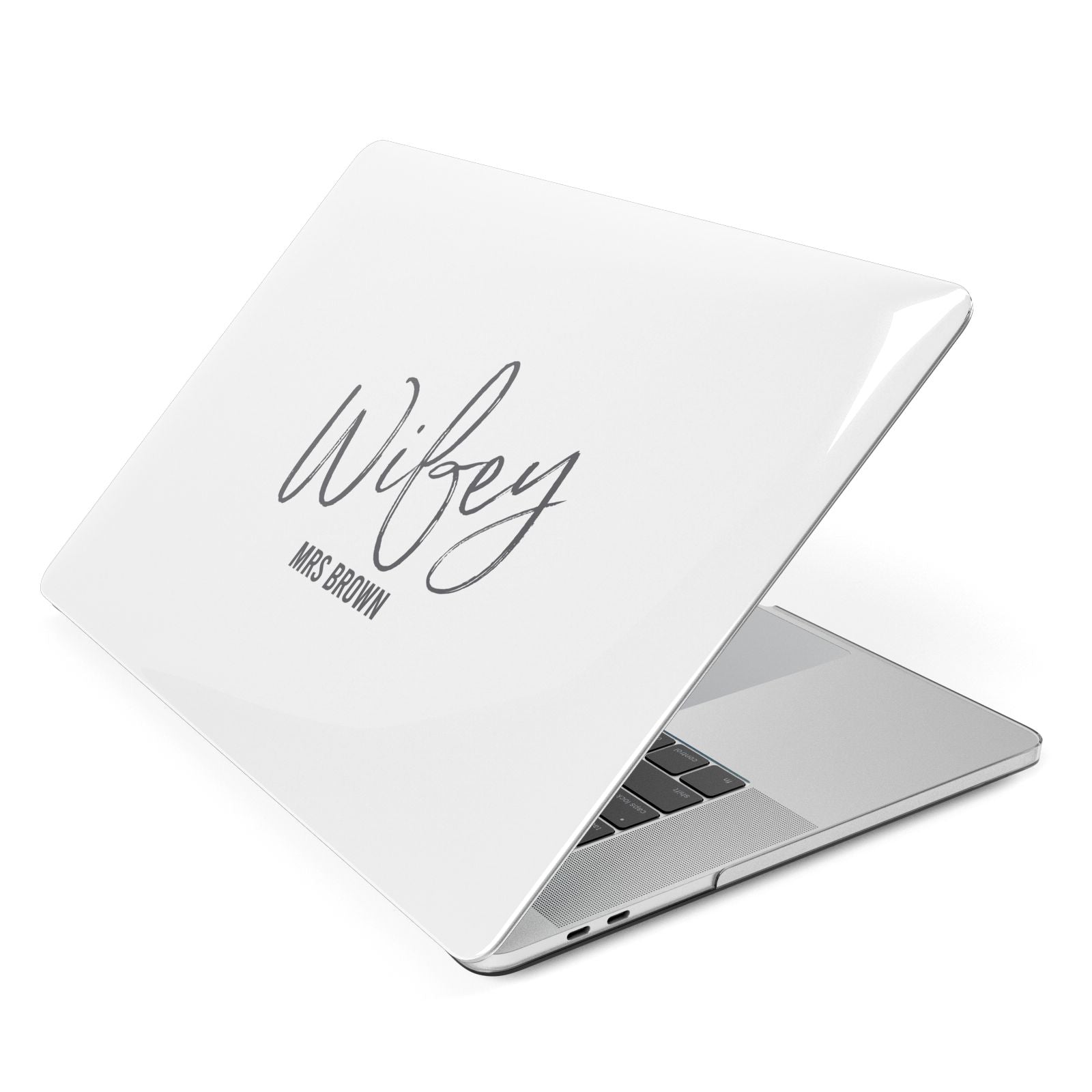Personalised Wifey White Apple MacBook Case Side View