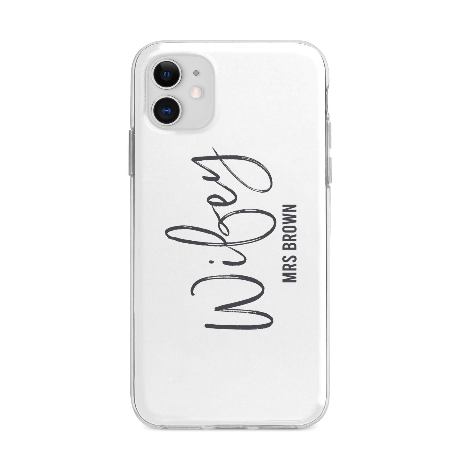 Personalised Wifey White Apple iPhone 11 in White with Bumper Case
