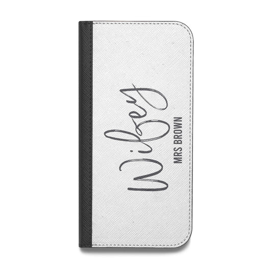 Personalised Wifey White Vegan Leather Flip Samsung Case