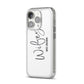 Personalised Wifey White iPhone 14 Pro Clear Tough Case Silver Angled Image