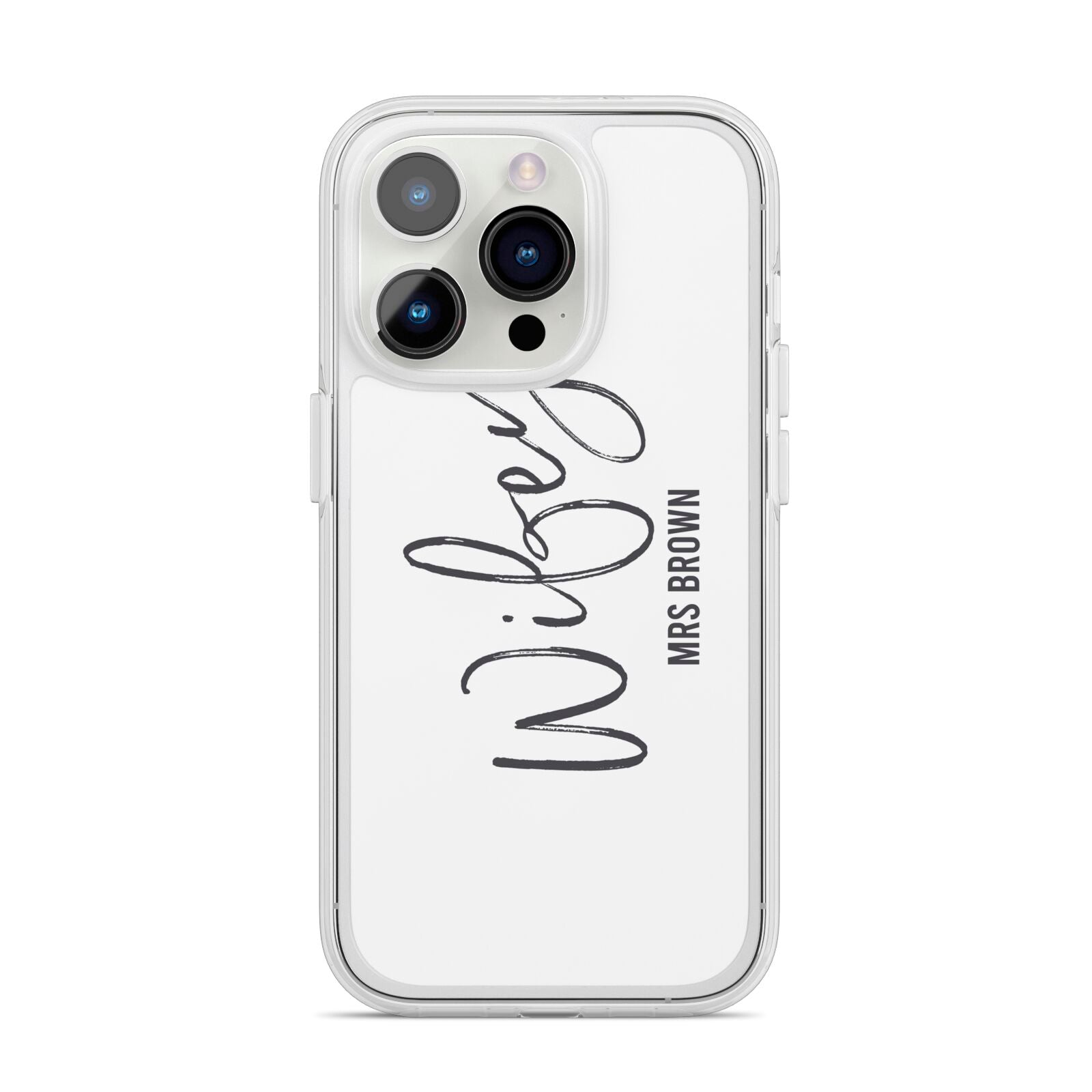 Personalised Wifey White iPhone 14 Pro Clear Tough Case Silver