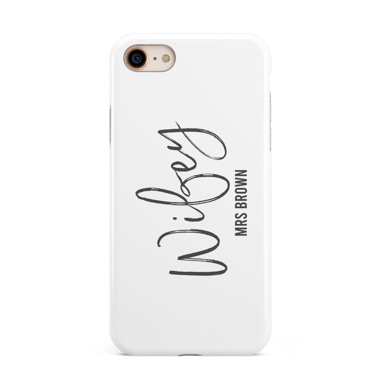 Personalised Wifey White iPhone 8 3D Tough Case on Gold Phone