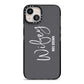 Personalised Wifey iPhone 13 Black Impact Case on Silver phone