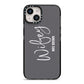 Personalised Wifey iPhone 14 Black Impact Case on Silver phone