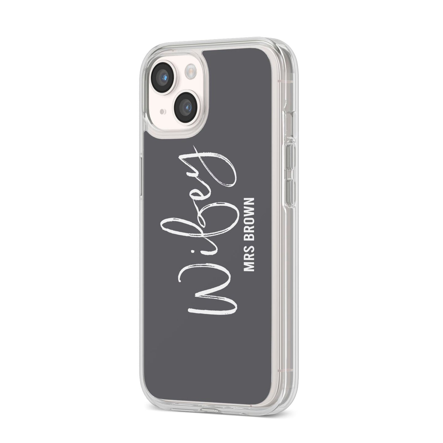 Personalised Wifey iPhone 14 Clear Tough Case Starlight Angled Image