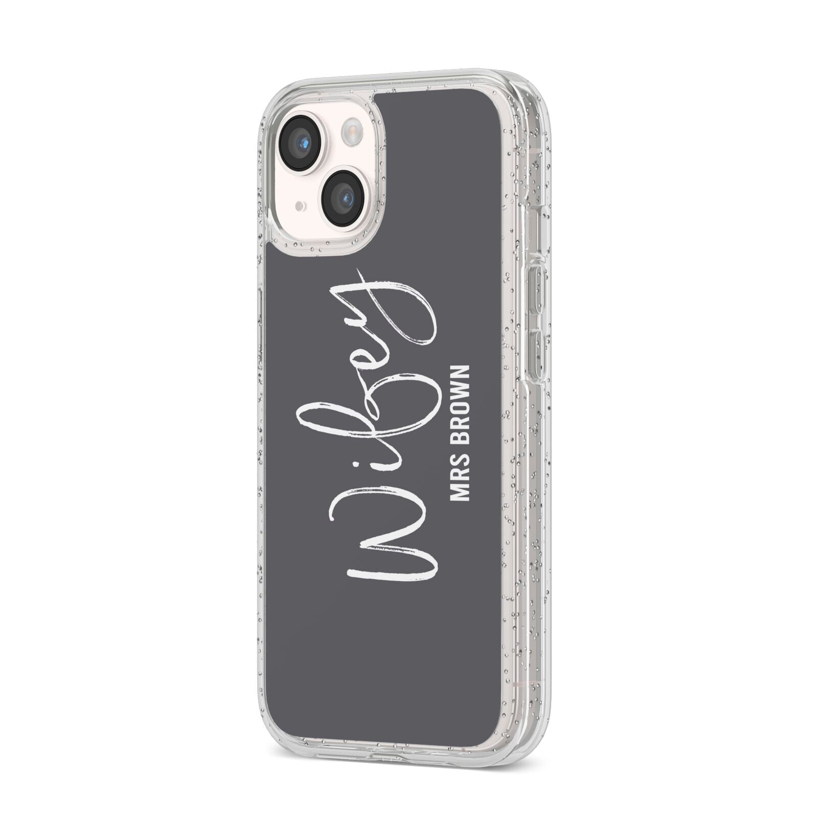 Personalised Wifey iPhone 14 Glitter Tough Case Starlight Angled Image