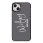 Personalised Wifey iPhone 14 Plus Black Impact Case on Silver phone