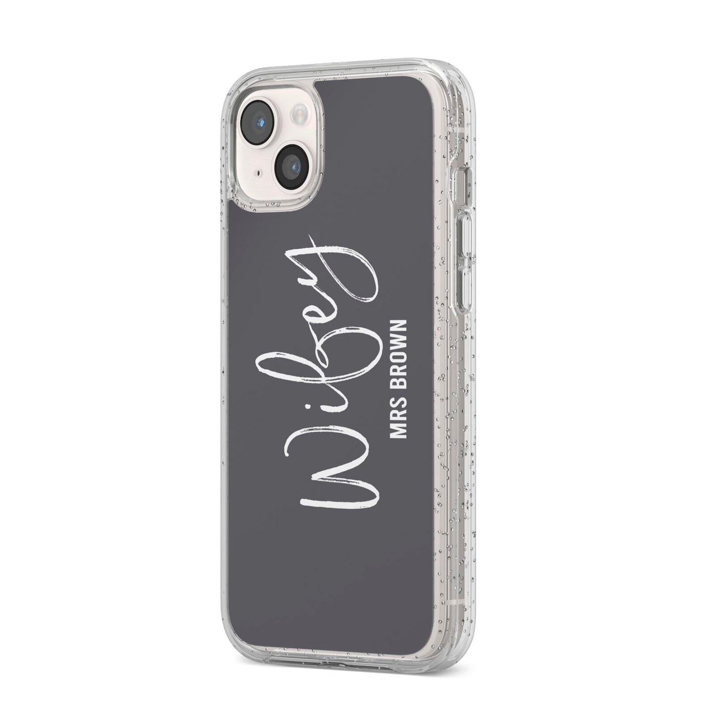 Personalised Wifey iPhone 14 Plus Glitter Tough Case Starlight Angled Image