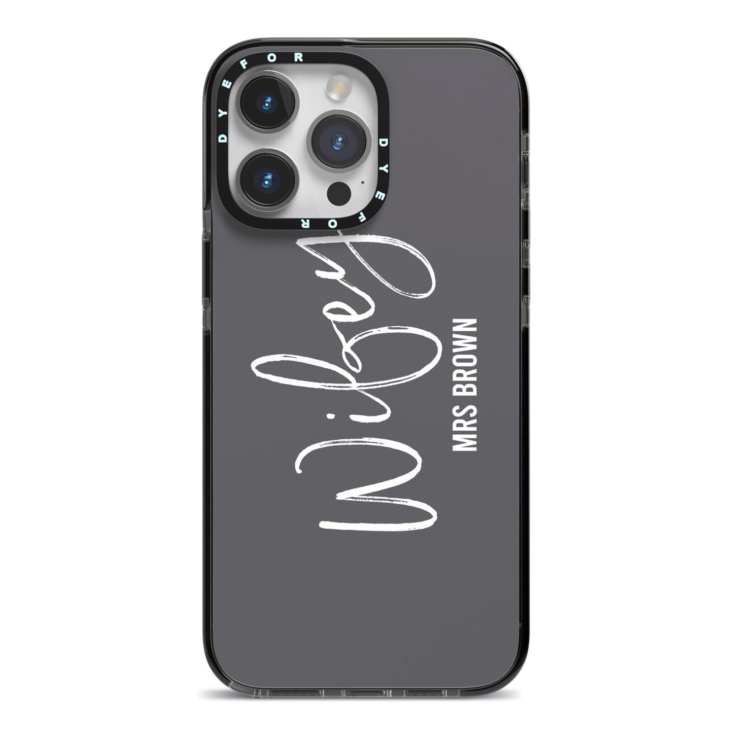 Personalised Wifey iPhone 14 Pro Max Black Impact Case on Silver phone