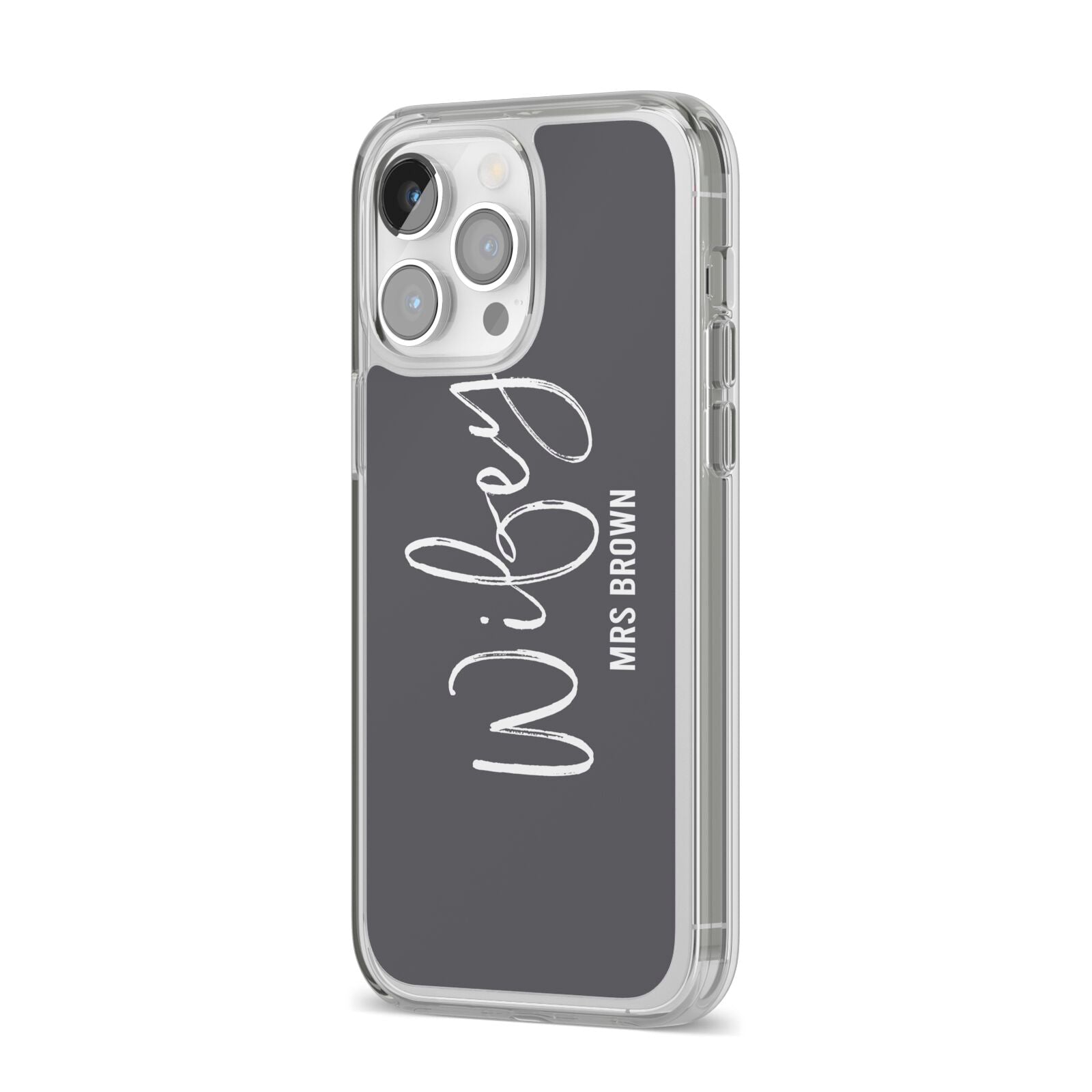 Personalised Wifey iPhone 14 Pro Max Clear Tough Case Silver Angled Image