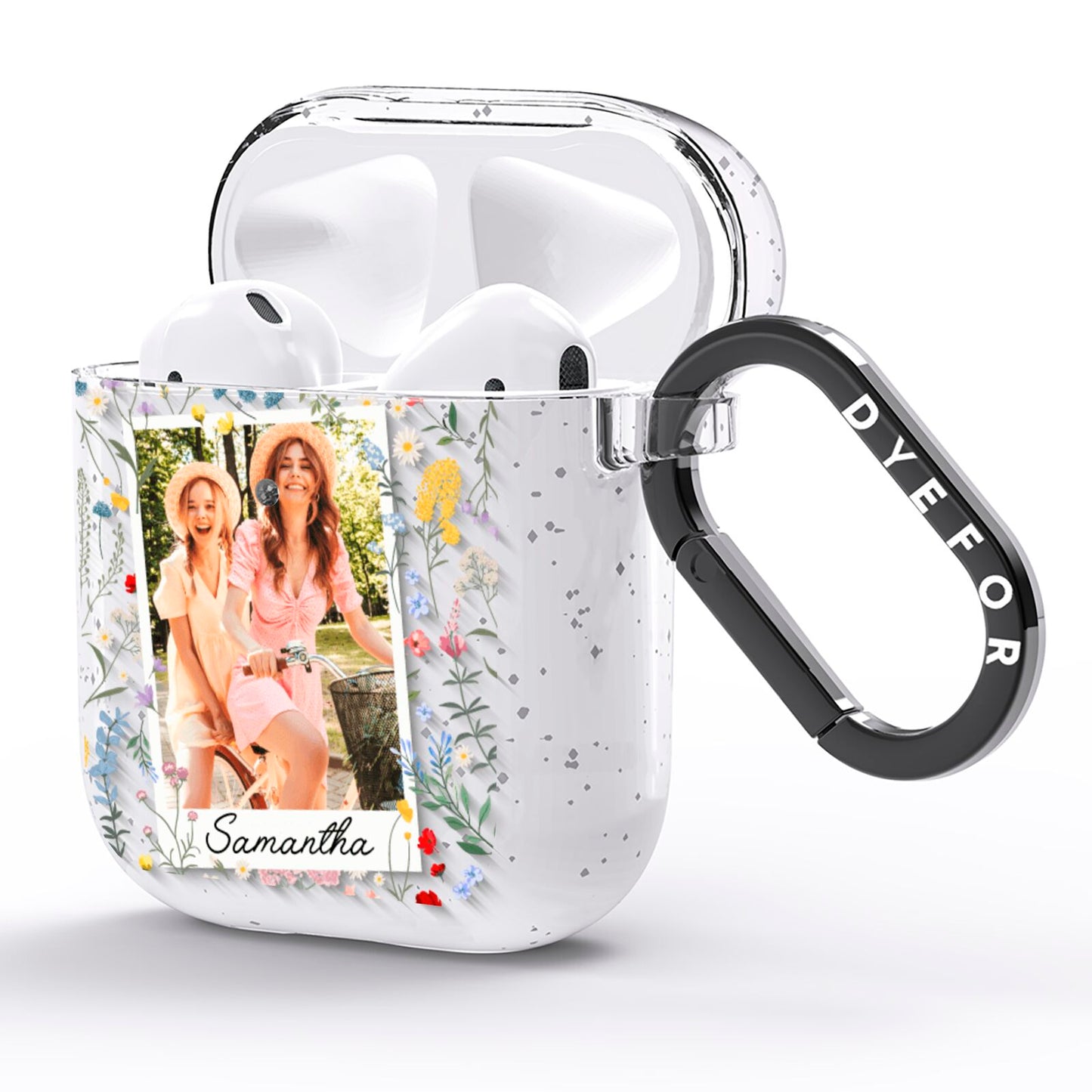 Personalised Wild Flowers Photo AirPods Glitter Case Side Image