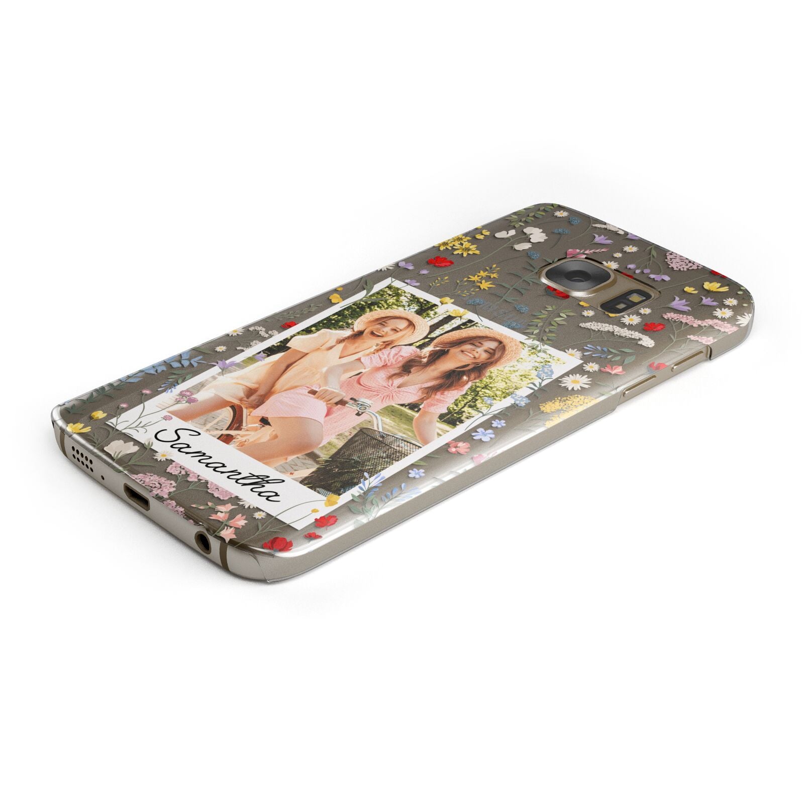 Personalised Wild Flowers Photo Protective Samsung Galaxy Case Angled Image
