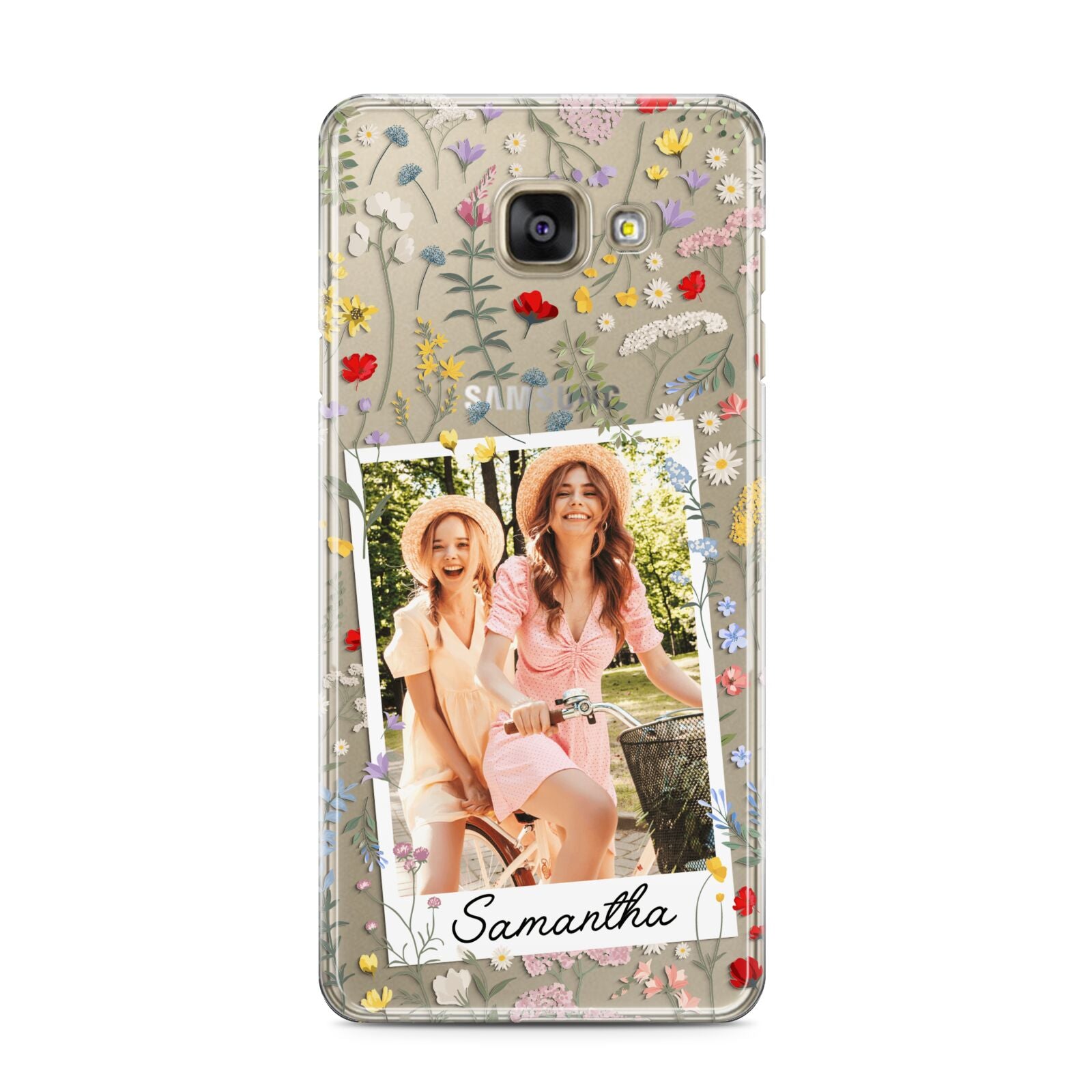 Personalised Wild Flowers Photo Samsung Galaxy A3 2016 Case on gold phone