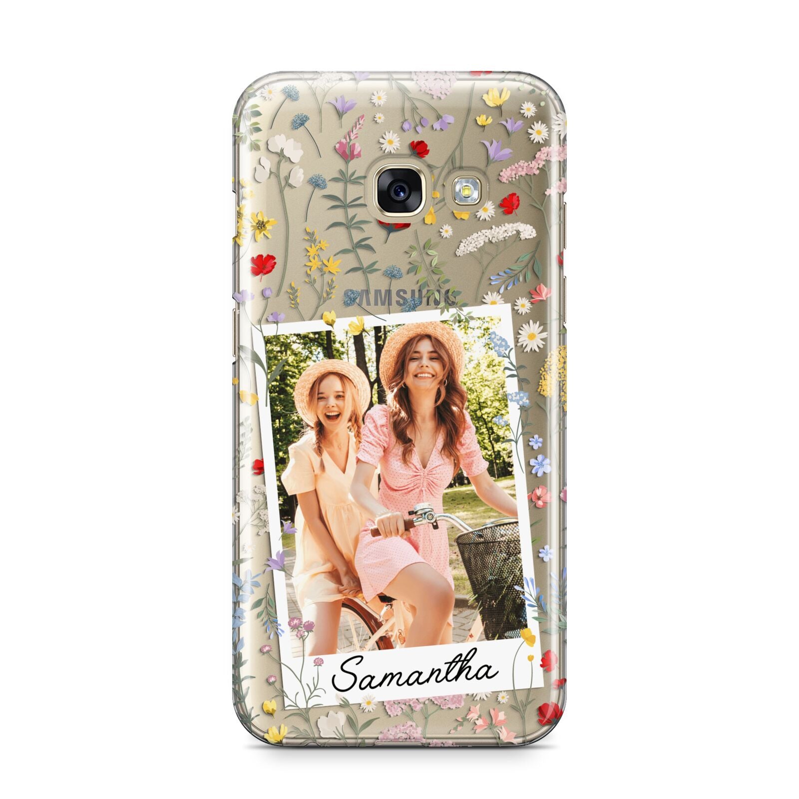 Personalised Wild Flowers Photo Samsung Galaxy A3 2017 Case on gold phone