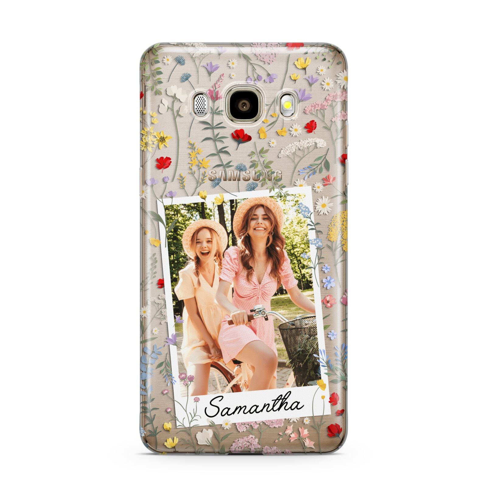 Personalised Wild Flowers Photo Samsung Galaxy J7 2016 Case on gold phone
