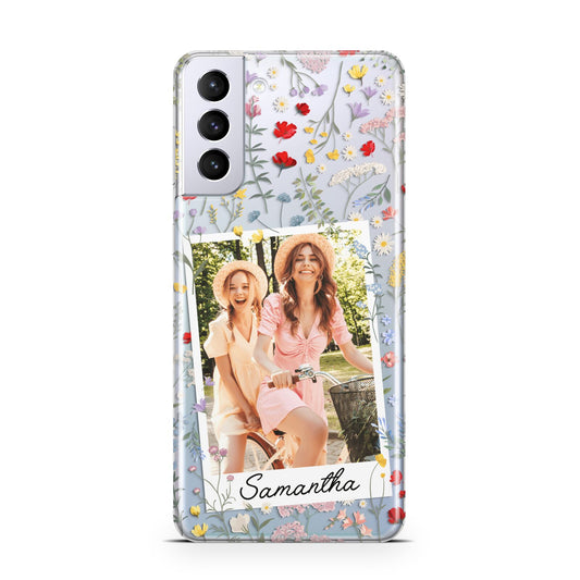 Personalised Wild Flowers Photo Samsung S21 Plus Phone Case