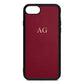 Personalised Wine Red Saffiano Leather iPhone 8 Case
